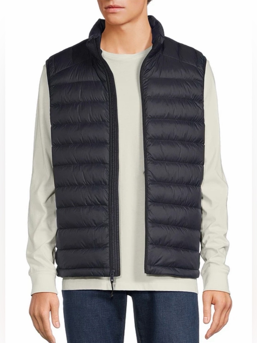 Solaris Men's Black Quilted Puffer Vest with High Collar